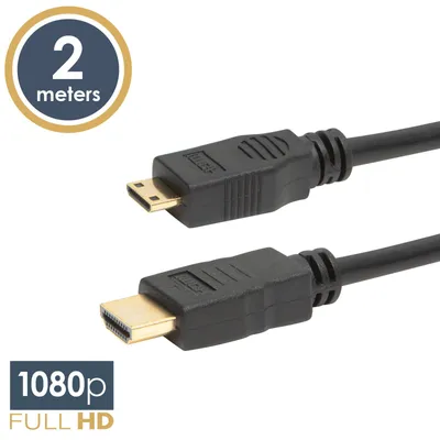 Produktbild von Mini-HDMI-Kabel 2 m – HDMI auf Mini-HDMI-Stecker, 1080p, vergoldet [20318]