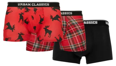 Productafbeelding van Urban Classics - Boxershorts voor heren (3-pack) TN865 (maat S) (rood/elkenprint/zwart)