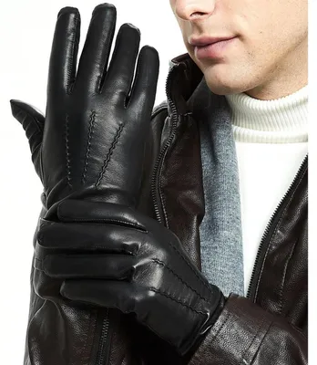 Produktbild von Herren Lederhandschuhe Winter Warm Kaschmir Futter Schwarz Medium
