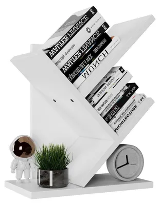 Produktbild von Bücherregal Baumform 2 Ebenen Schreibtisch-Organizer Holzregal 40.5 cm Weiß