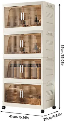 Image de Caisse de rangement modulable - 4 étages - Emboîtable - Roulettes - Empilable