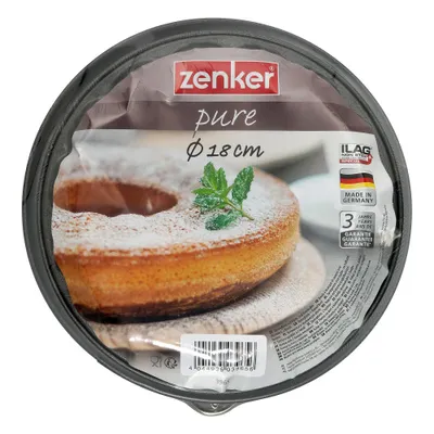 Produktbild von Zenker Springform mit Flach- und Rohrboden Ø 18 cm PURE, Backform mit 2 Böden, Kuchenformen-Set, mit Antihaftbeschichtung, einfaches Entformen für saftige Kuchen (Farbe: schwarz)