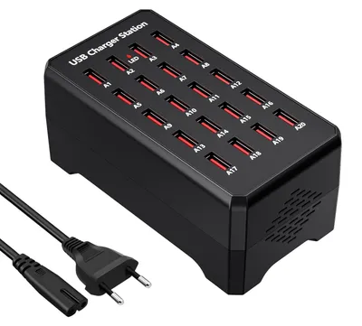 Zdjęcie produktu dla Wieloportowa ładowarka USB, hub USB A z 20 portami, zasilacz biurkowy, 100W