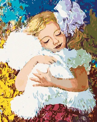 Produktbild von Zuty - Malen nach Zahlen - MÄDCHEN MIT TEDDYBÄR, 40x50 cm, mit Keilrahmen (bereits gespannt)