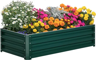 Obrázok produktu pre Outsunny – vyvýšený záhon z ocele, kvetináč, kvetináč z nehrdzavejúcej ocele s otvoreným dnom