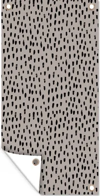 Produktbild von MuchoWow® 30x60 cm Outdoor-Poster Gartendeko Sichtschutz Garten Poster für den Garten  Polka dots - Braun - Schwarz