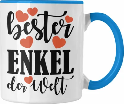 Produktbild von Trendation - Enkel Tasse Geschenk Oma Opa Enkel Geschenke Geschenkidee Kaffeetasse Kaffeebecher von Großeltern Bester Enkel (Blau)