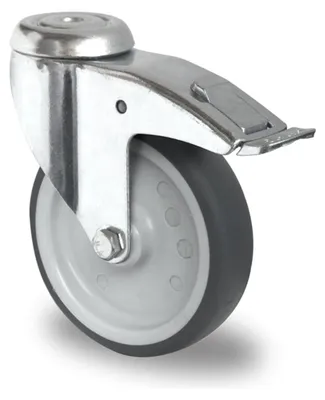 Produktbild von CASCOO Rückenlochlenkrolle mit Totalfeststeller ø 100 mm Serie P2T2 Gleitlager