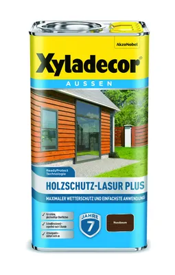 Produktbild von Xyladecor Holzschutz-Lasur Plus, Nussbaum, 4 l - Maximaler Wetterschutz und einfachste Anwendung