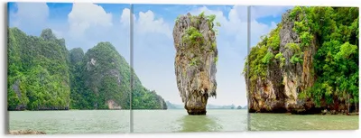 Produktbild von Bild auf Leinwand - Leinwandbild - Stein Strand Landschaft - 150x50cm - Wand Bild - Wanddeko - Leinwanddruck - Bilder - Kunstdruck - Wanddekoration - Leinwand bilder - Wandkunst - CA150x50-0224