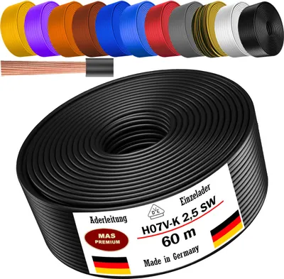 Produktbild von 60m Aderleitung H07 V-K SW 1x2,5 mm² Schwarz Einzelader flexibel