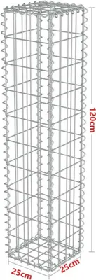 Produktbild von Gabionenzaun » Gabionen-Steinsäule Eckig Dekorative Gabionen Säule für den Außenbereich Drahtstärke: 4mm, Inkl. Distanzhalterung« 25 cm x 25cm x 120