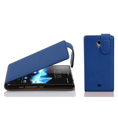 Obrázek produktu pro Cadorabo ochranné pouzdro pro Sony Xperia T case in blue Flipové pouzdro na mobilní telefon Case Cover Imitace kůže