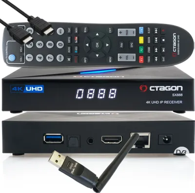 Produktbild von OCTAGON SX888 4K UHD IP H.265 HEVC IPTV Set-Top Box + 150 Mbits Wifi Stick