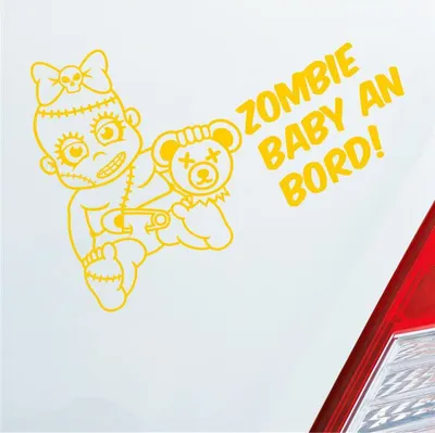 Produktbild von Auto Aufkleber Zombie Baby an Bord on Tour 30x21 cm Gelb Sticker Heckscheibenaufkleber