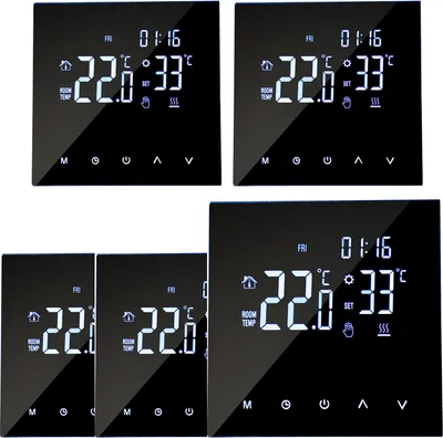 Produktbild von 5X Intelligenter Heizungsthermostat, digitaler Temperaturregler, Touchscreen-LCD-Display, Wochenprogrammierbare Wasser-Fussbodenheizung und Gasboiler-Thermostat, Frostschutz fuer Zuhause, Schule, Buero, Hotel
