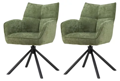 Produktbild von Armlehnstuhl >Marilla< (2er-Set) Federkern, Drehfunktion, waldgrün - 59x86x65 (BxHxT)