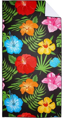 Produktbild von Strandtuch Mikrofaser 90x180 cm Schnelltrocknend Sandabweisend mit Tasche Tropisches Blumen Motiv