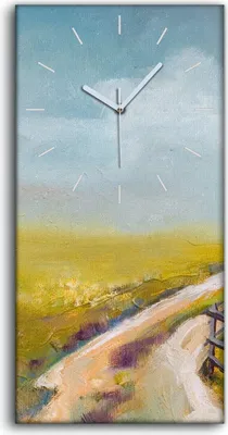 Produktbild von Wandbild Leinwand Bilder mit Uhr 30x60 Bild Wiesenstraße Feld Landschaften - weiße Hände