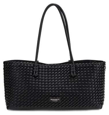 Productafbeelding van Valoria Pro schoudertas dames gevlochten veganistisch leer zwart Black B UNICA 41.5x18x12 cm