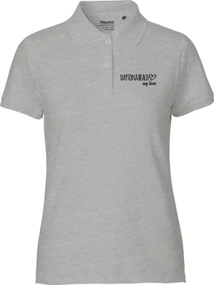 Produktbild von Huuraa Damen Polo Shirt Daytona Beach my love M Sport Grey Bio Baumwolle Fairtrade Poloshirt Geschenkidee