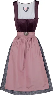 Produktbild von Elli 2-teiliges Midi-Dirndl Kleid Dirndl Trachtenkleid Rocklänge 70cm, Farbe:Lila, Größe:40/L