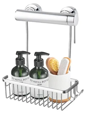 Image de Étagère de douche à suspendre sans perçage, en aluminium, pour portes de douche en verre