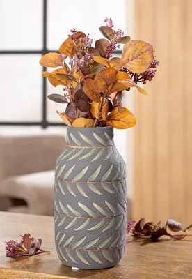 Produktbild von Gilde Halsvase, Oliva, Keramik, grün, schwarz, VE 4, D. 10 cm Höhe: 20.00 cm Durchmesser: 10.00 cm 34498