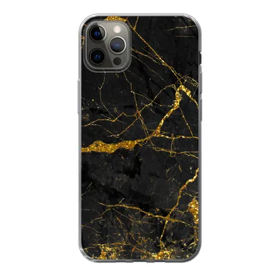 Produktbild von MuchoWow® Handyhülle Schutzhülle Hülle für iPhone 13 Pro Max Marmor - Gold - Schwarz - Marmoroptik - Luxus - Glitzer Silikon Softcase Handy Hülle - Mobiltelefon