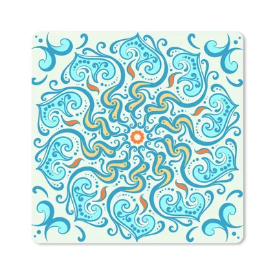 Produktbild von MuchoWow® Mauspad Mousepad Mandala - Blau - Gelb - Abstrakt 20x20 cm - Mousepads - Maus Mat - Pad - Mausunterlage - Desk Mat - Bureauartikeln