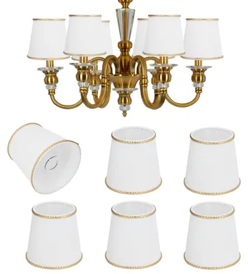 6er Set Lampenschirm E14 Stoff, klein, für Kronleuchter, Wandlampe