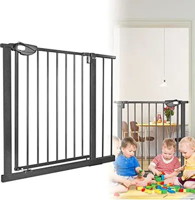 Produktbild von ACXIN Treppenschutzgitter ohne Bohren, Türschutzgitter Einhändiges Öffnen＆ Auto-Close Metall Treppengitter für Baby und Haustiere, 85-95cm, Schwarz