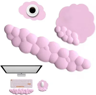 Produktbild von Mauspad ergonomisch – Mauspad mit Handgelenkstütze – Gaming-Mauspad – XXL-Mauspad – Rosa Mauspad – Hochwertiges Leder mit Memory-Schaum