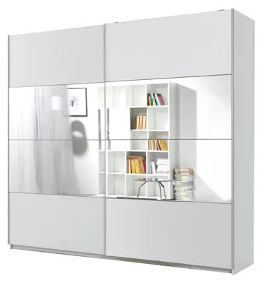 Productafbeelding van Schuifdeurenkast, garderobekast Bilbao, 221 cm, wit, met spiegel, 2 deuren