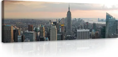 Produktbild von Leinwandbild New York 145x45 cm XXL Stadt Modern Panorama Schlafzimmer Wohnzimmer Canvas Bilder Wandbilder Kunstdruck Wand Bild auf Leinwand Aufhängefertig