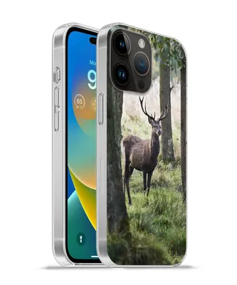 Produktbild von MuchoWow® Handyhülle Schutzhülle Hülle für Apple iPhone 14 Pro - Softcase Hirsche - Bäume - Gras Silikon Softcase Handy Hülle - Umschlag
