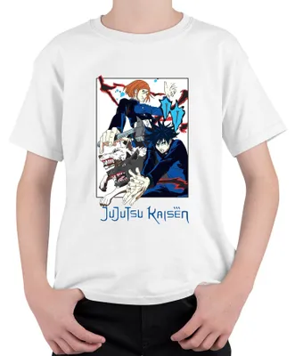 Produktbild von Jujutsu Kaisen Fushiguro Nobara Shikigami Hunde Anime Vintage Kinder T-Shirt, Weiß, 152