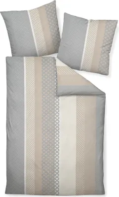 Produktbild von Janine Design Mako-Soft-Seersucker Bettwäsche-Garnitur TANGO 20043 Farbe sand silber Größe 155x220 + 80x80 cm