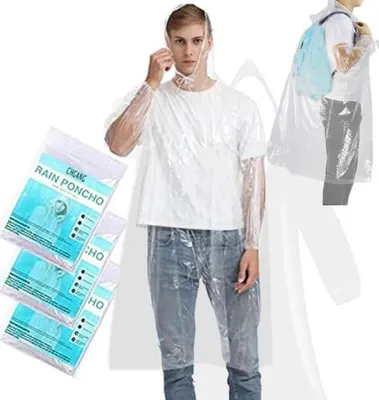 Produktbild von Gerhannery Schwarz Regenponcho Herren Damen 2 Stück - Wasserdicht Festival Regencape UV-Schutz - Outdoor Regenjacke Sharing-Size