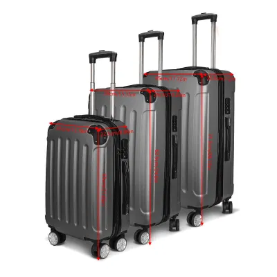 Image de Ensemble de valises, fabriqué en ABS résistant, avec serrure TSA pour la sécurité, de couleur gris foncé