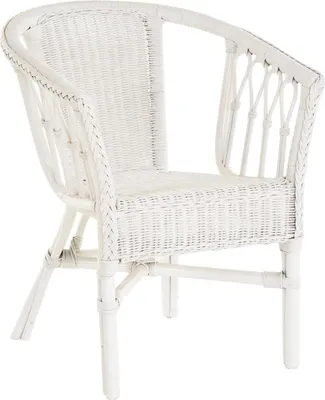 Produktbild von KRINES HOME  Stapelbarer Rattansessel, Rattanstuhl/Bistro-Sessel Balkonsessel in der Farbe Weiss