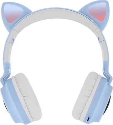 Image de Avizar, casque Bluetooth 5.0 avec oreilles de chat LED, bleu clair