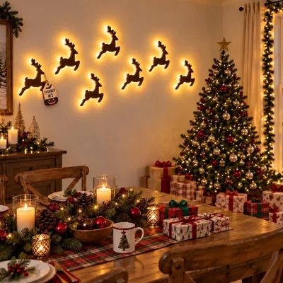 Produktbild von LED-Rentier-Wanddekoration, festliche Weihnachtsbeleuchtung für den