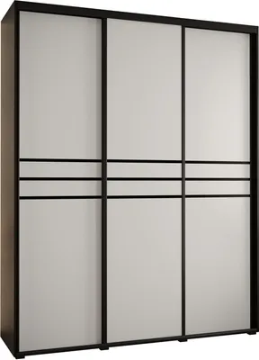 Produktbild von MEBLE KRYSPOL Davos 10 Schrank, drei Türen - 235,2x200x60 cm - Schwarz Weiß Schwarz