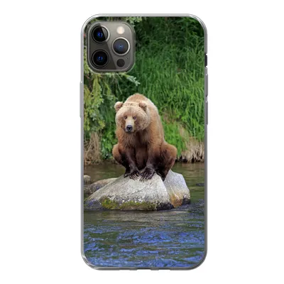 Produktbild von MuchoWow® Handyhülle Schutzhülle Hülle für iPhone 13 Pro Max Bär - Stein - Tier Silikon Softcase Handy Hülle - Mobiltelefon
