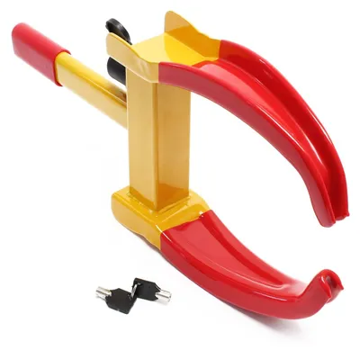 Productafbeelding van Wielklem - Wielslot - Roestvrij staal met PVC-coating - Compatibel met bandbreedte 175-225 mm - 2 sleutels