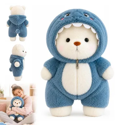 Produktbild von Schattenplüsch-Teddybär mit Hai-Kostüm, 30 cm