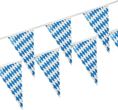 Zdjęcie produktu dla Papstar Wimpelkette Bayrisch Blau weiss aus Folie wetterfest 10m
