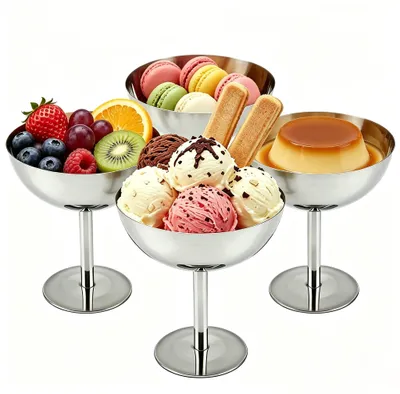 Productafbeelding van Set van 4 RVS IJscoupes voor Desserts en Salades