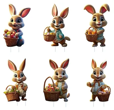 Produktbild von Set von 6 Gartensteckern für Ostern mit Niedlicher Hasendekoration